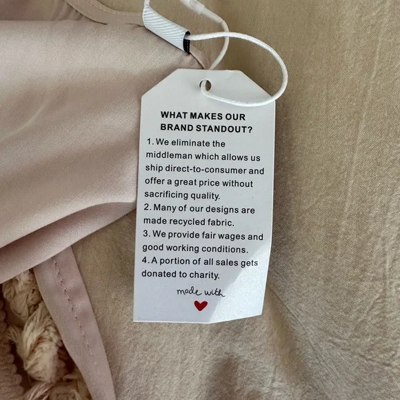 Boutique Bohemian Plunge Shell Tassel and Crochet Dress, M - Picture 4 of 7